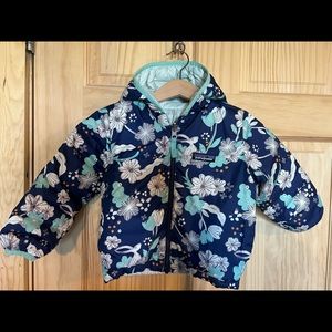 Patagonia Reversible Down Sweater Hoodie - Toddler Girls Light Teal Floral 2T